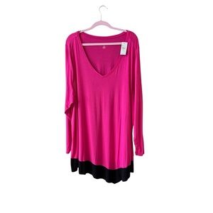 NEW Lane Bryant Long Sleeve Blouse Top Plus Size 26/28 Pink Black Casual Work